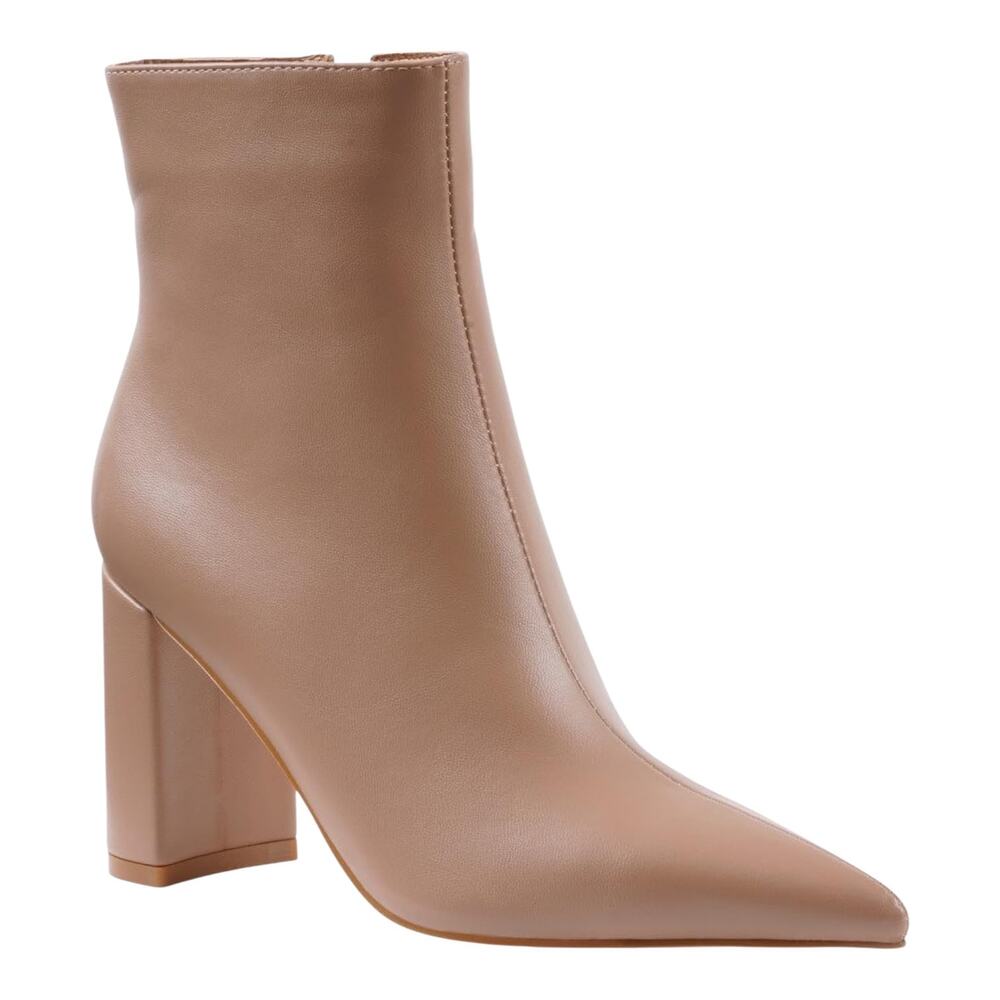 GC Shoes Women's Maren Block Heel Pointed Toe Dress Booties Tan Size 6
